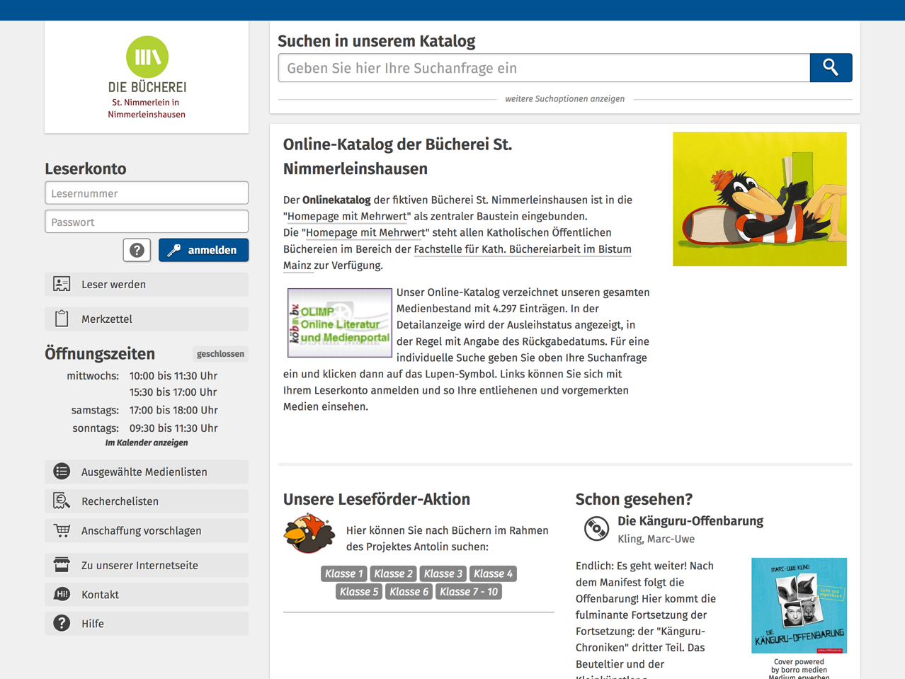 Screenshot eines beispielhaften Online-Katalogs