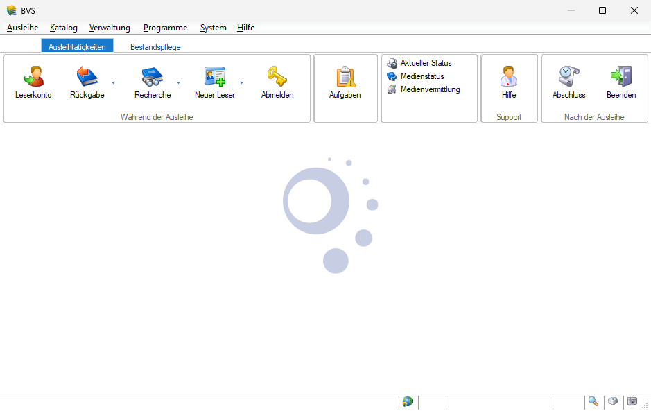 Screenshot des Bibliotheksverwaltungssystems BVS